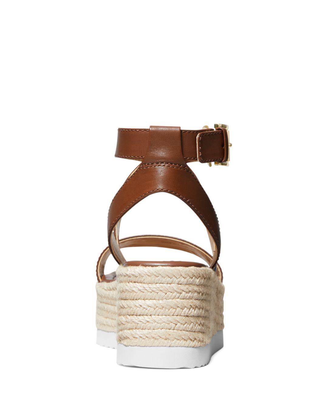 MICHAEL Michael Kors Leather Lowry Espadrille Wedge Sandals in 