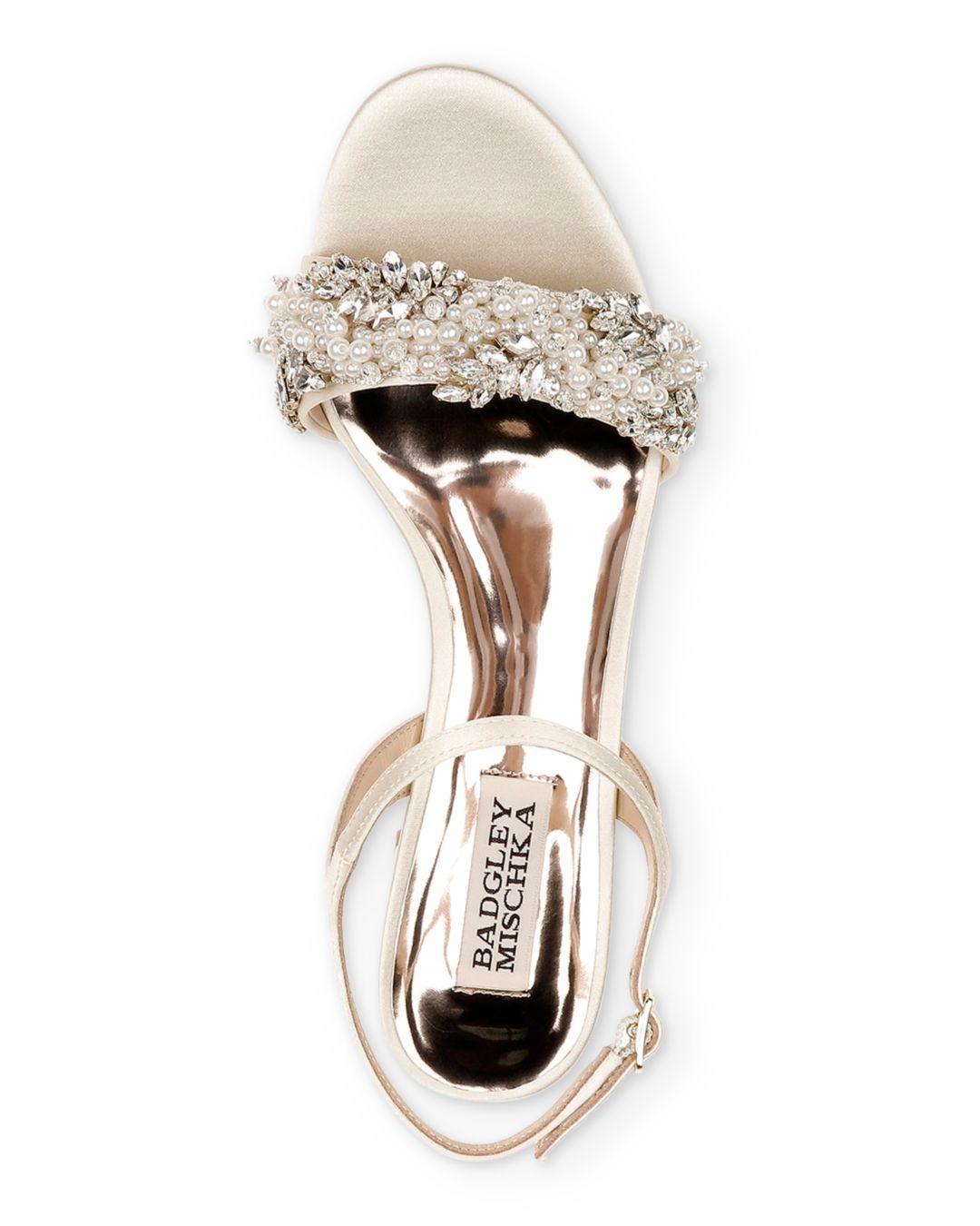 badgley mischka women's clair embellished block heel sandals