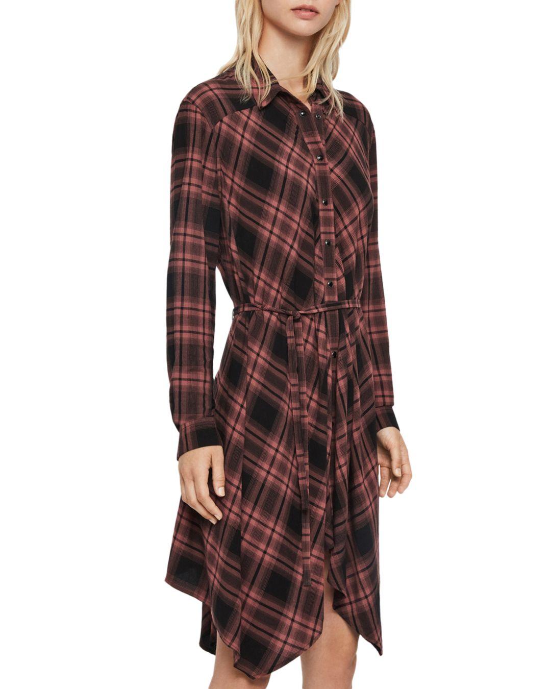 allsaints tala plaid shirt dress