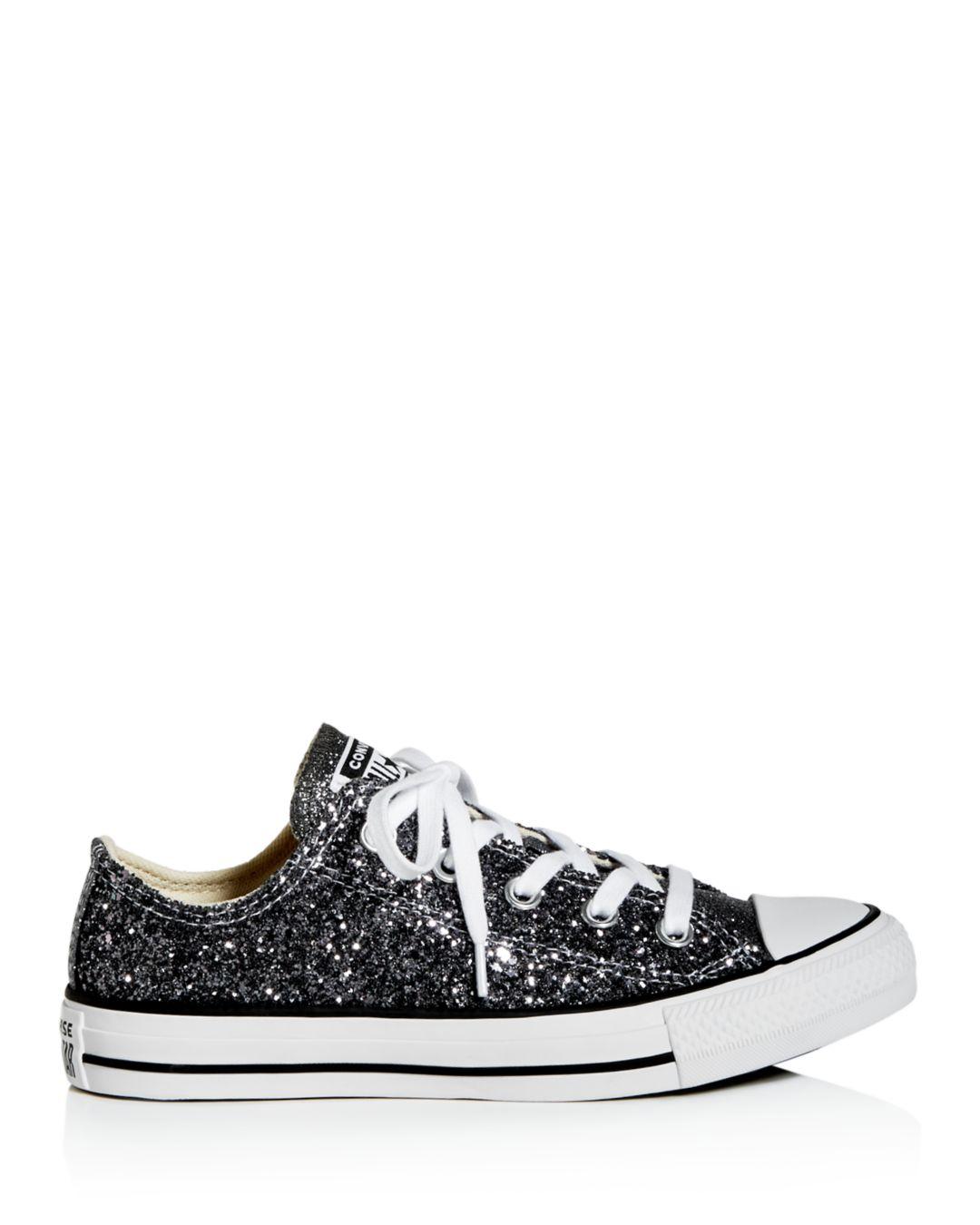 Converse Women's Chuck Taylor All Star Glitter Low - Top Sneakers in  Silver/Black (Black) - Lyst