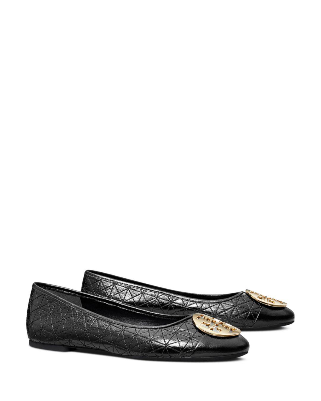 Tory Burch Claire Quilted Slip On Ballet Flats in Black Lyst