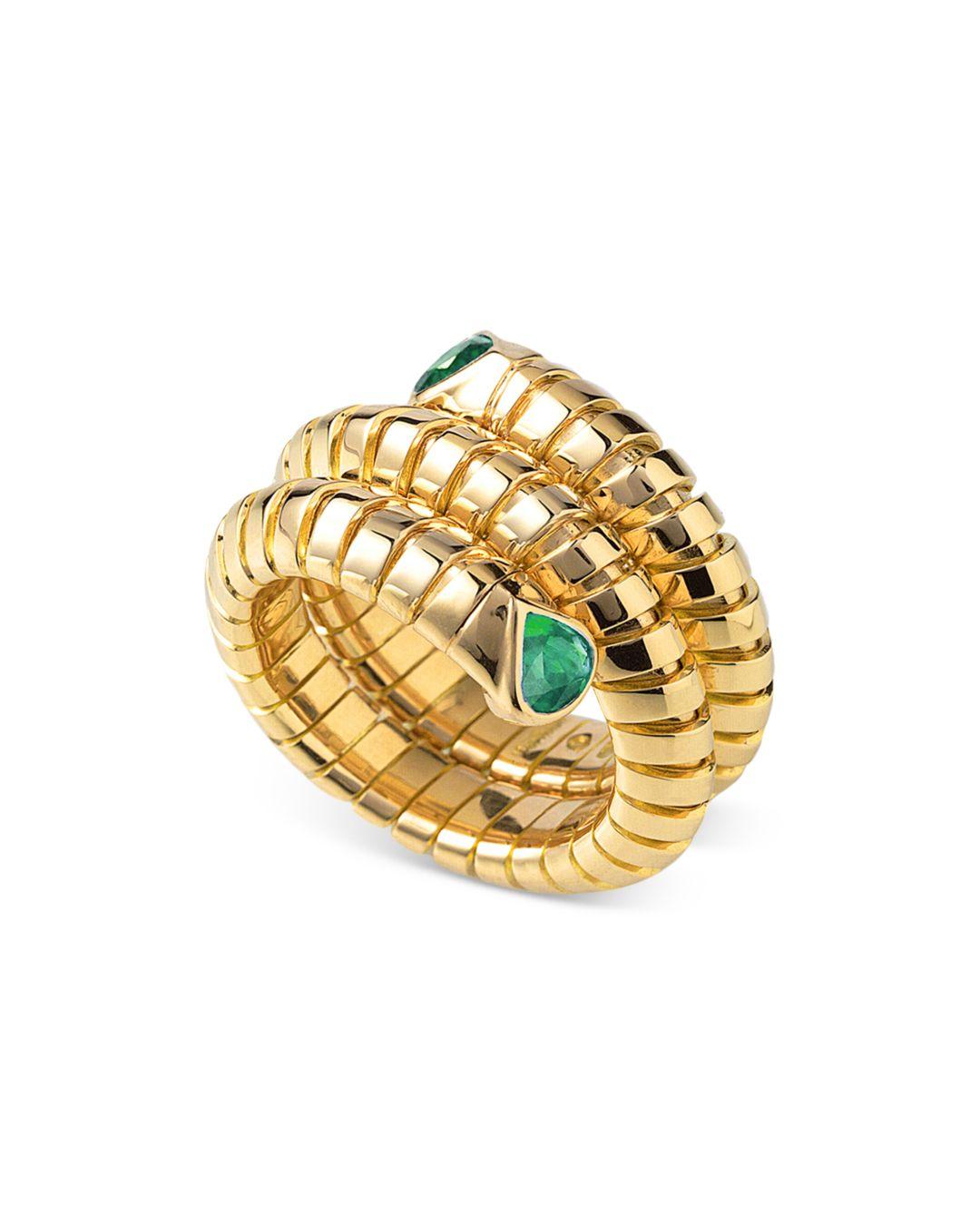 Marina B 18k Yellow Gold Trisola Emerald Statet Ring in Green/Gold ...