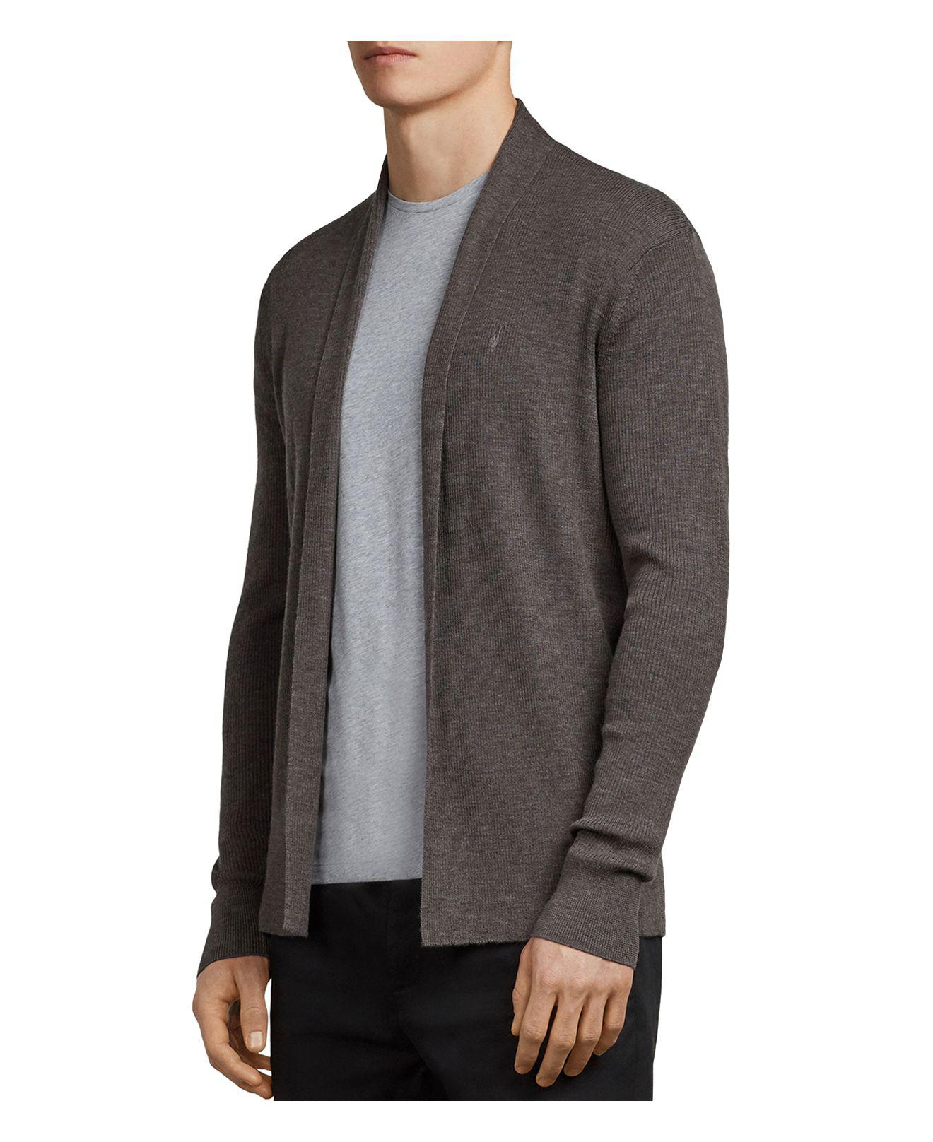 AllSaints Mode Merino Open Cardigan in Gray for Men Lyst