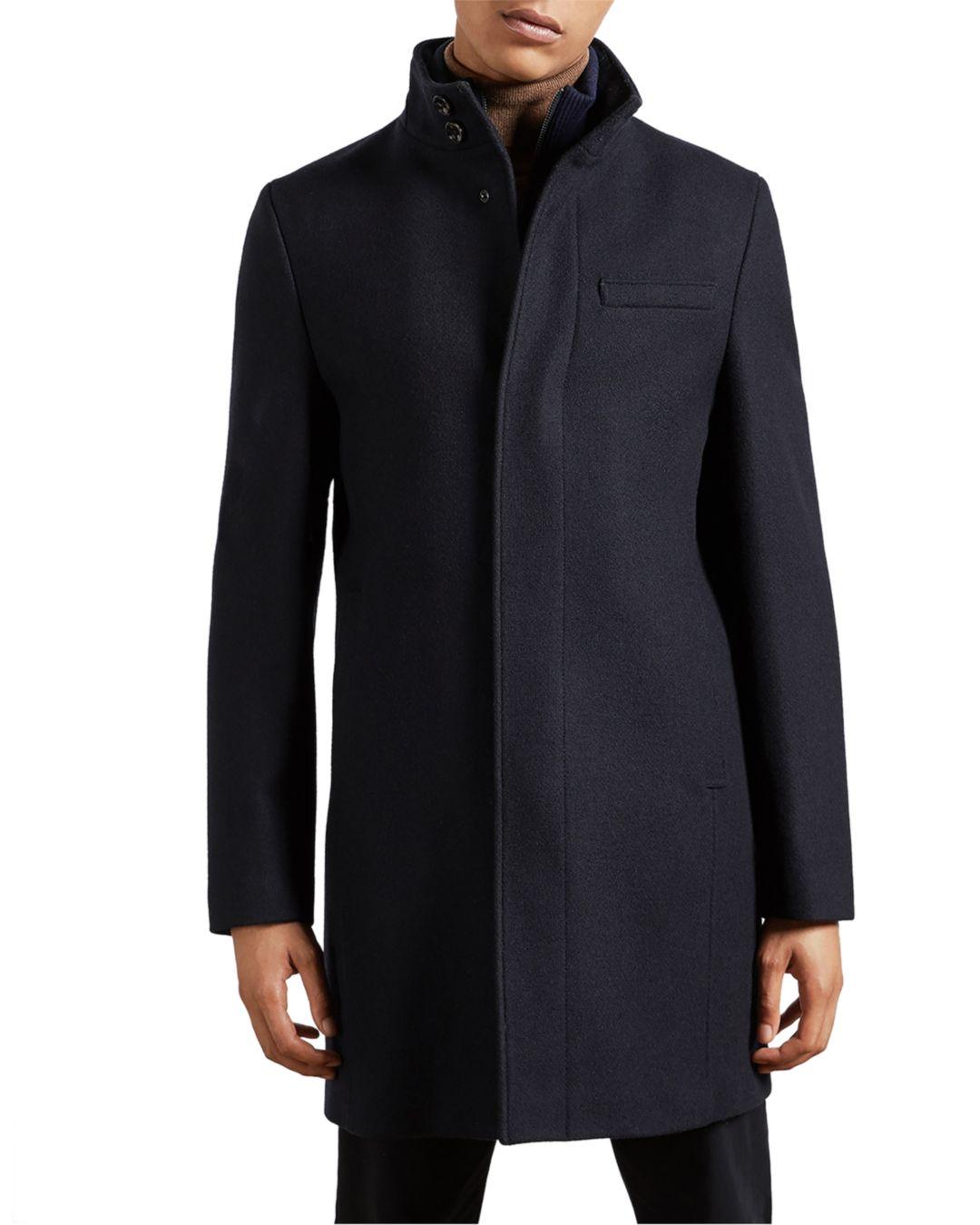 Ted Baker Funnel Neck Coat With Removable Inner in Blue for | Lyst