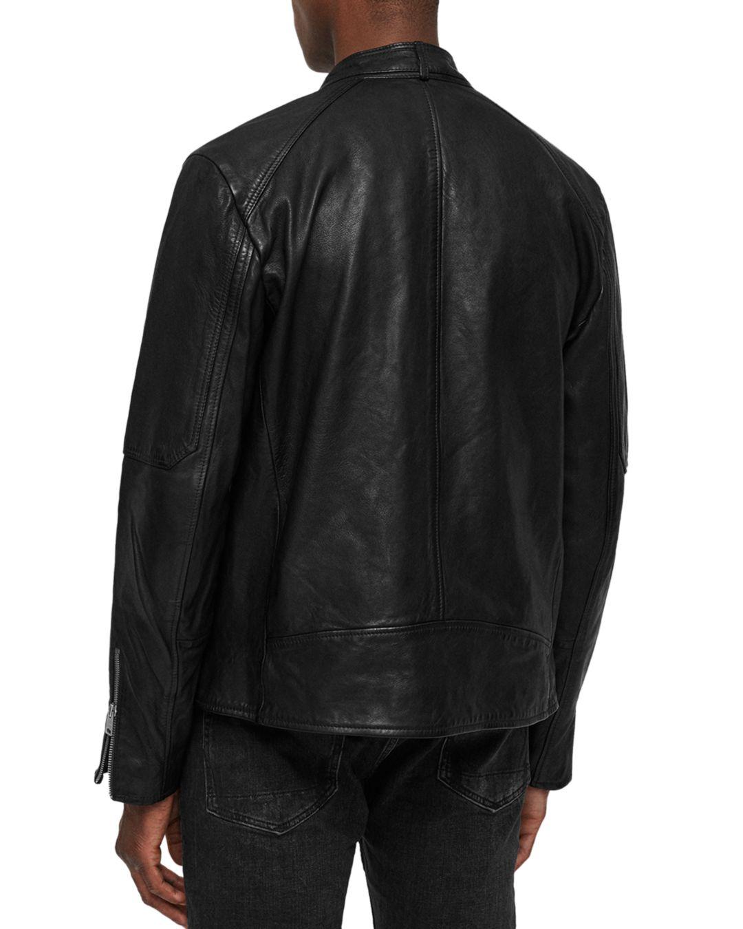 AllSaints Cora Leather Moto Jacket in Black for Men - Lyst