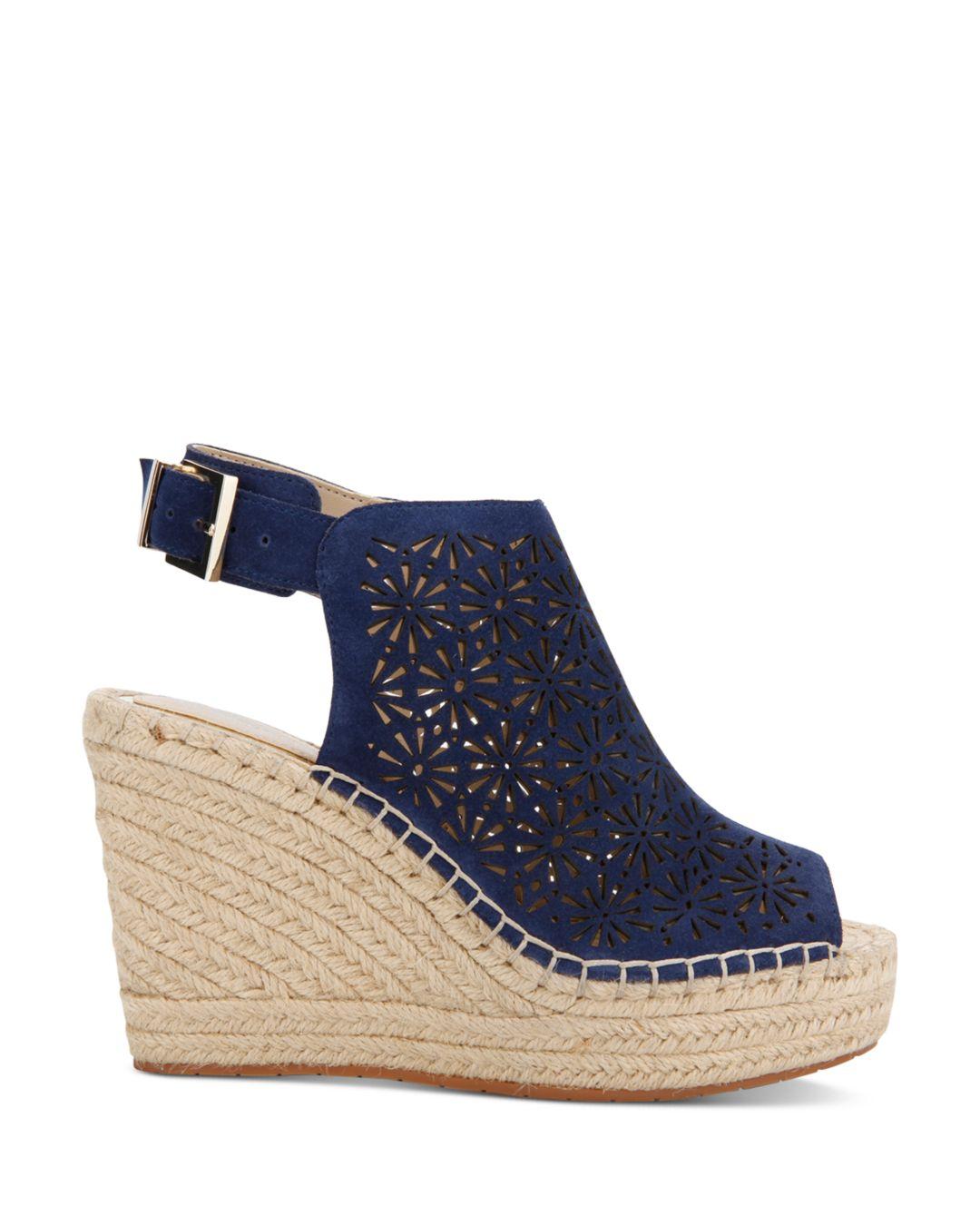 Cole Leather Women's Olivia Perforated Espadrille Wedge Heel