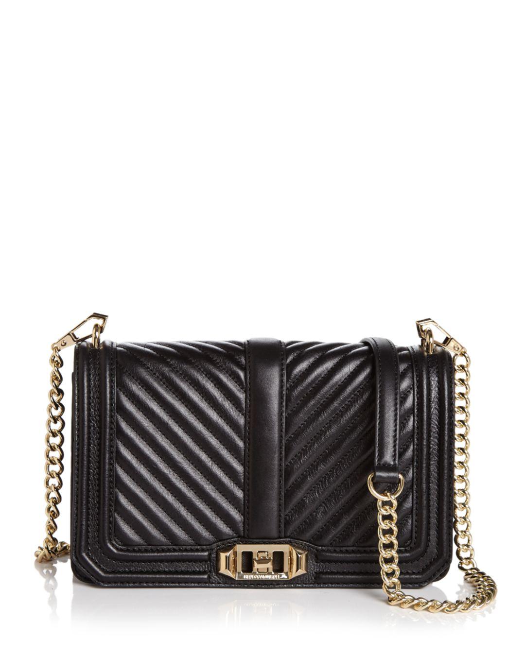 Rebecca Minkoff Love Chevron Quilted Leather Crossbody Bag in Black ...