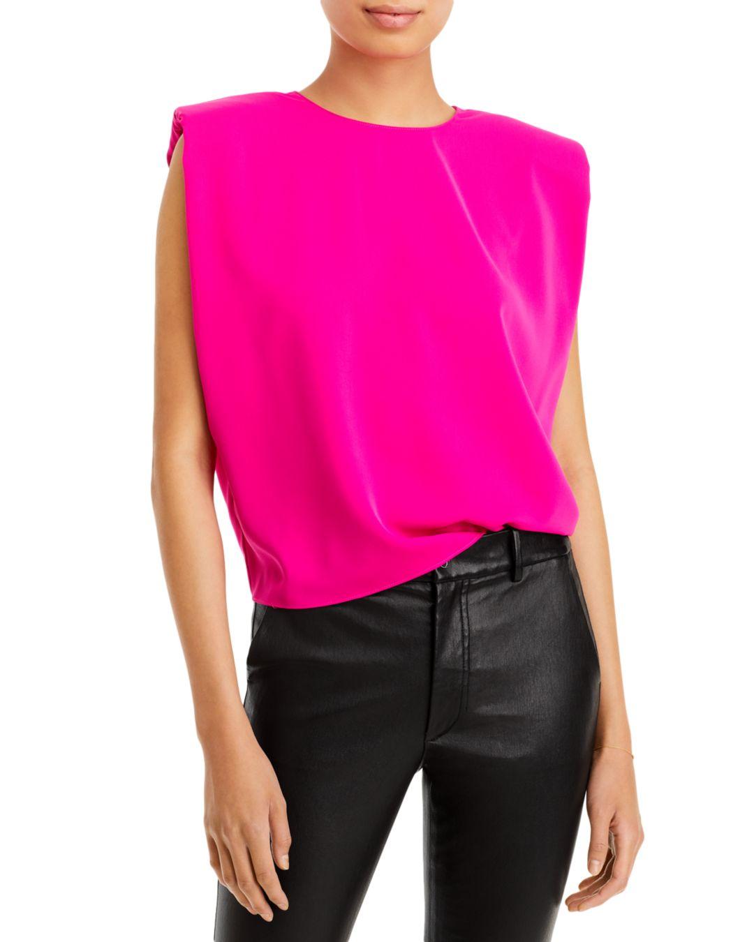 Aqua Synthetic Sleeveless Shoulder Pad Top in Hot Pink (Pink) | Lyst