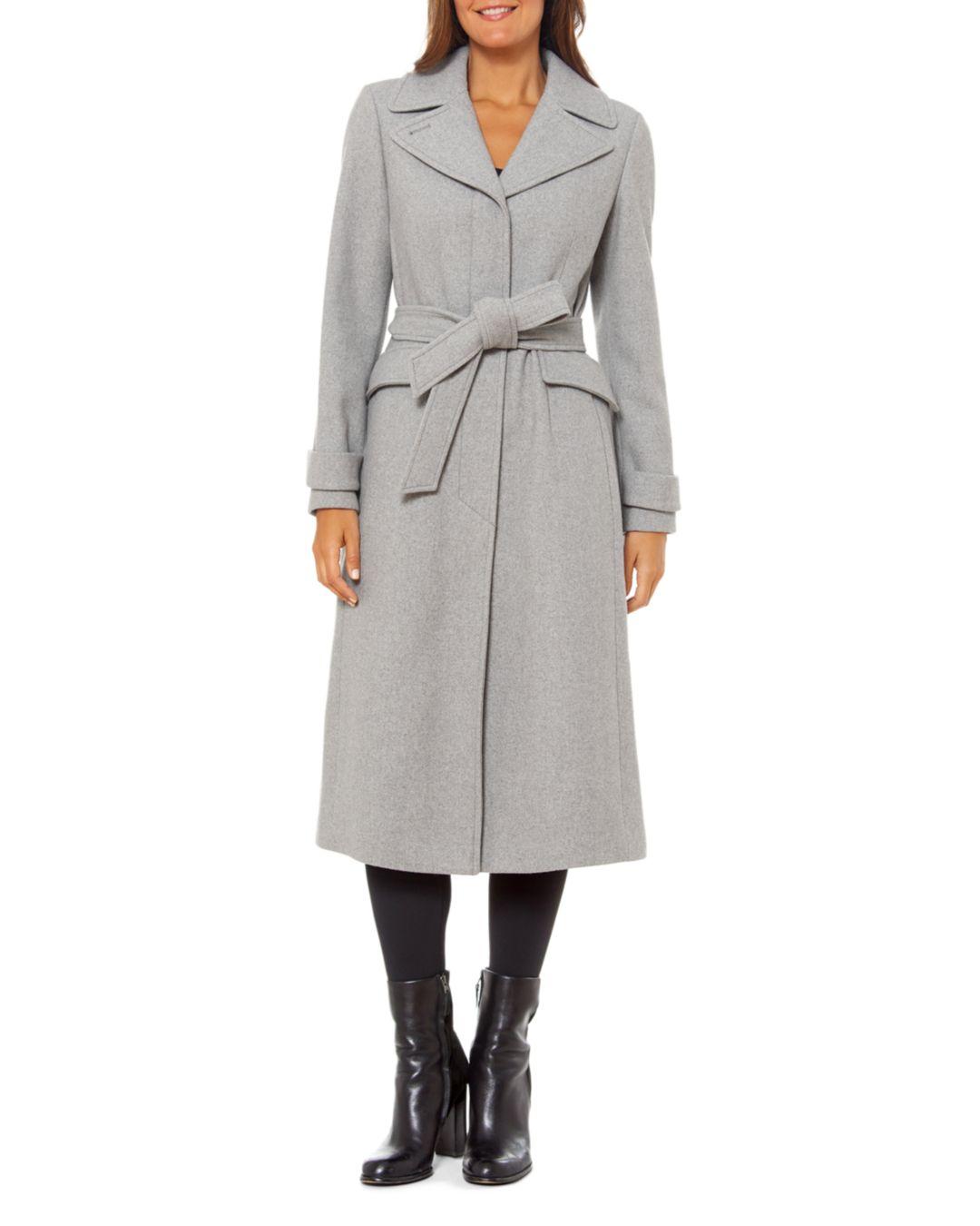 Kate Spade Wool Belted Long Coat in Heather Gray (Gray) - Save 20% - Lyst