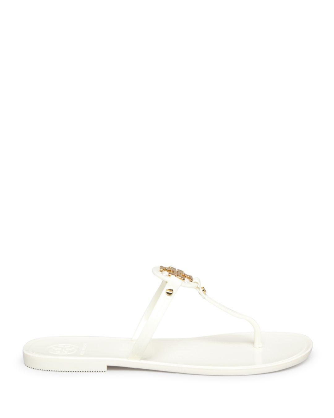 Tory Burch Mini Miller Jelly Flat Thong Sandals in Ivory/Gold (White) - Lyst
