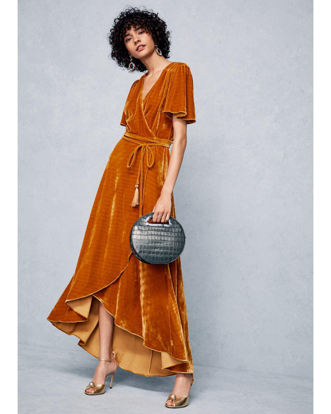 velvet burnt orange dress