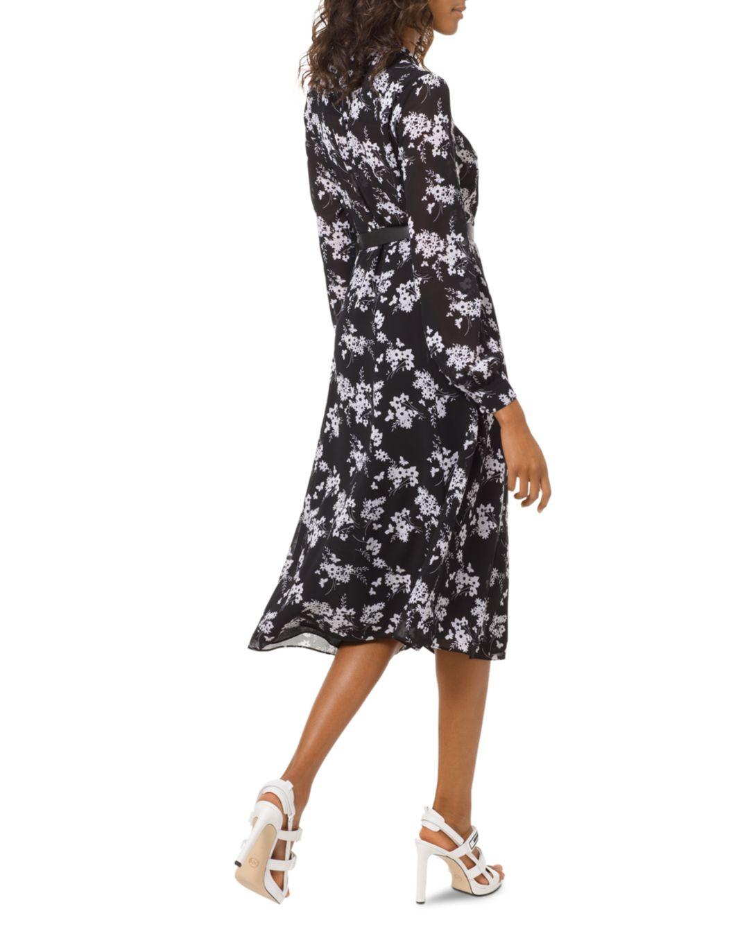 michael kors botanical print georgette dress