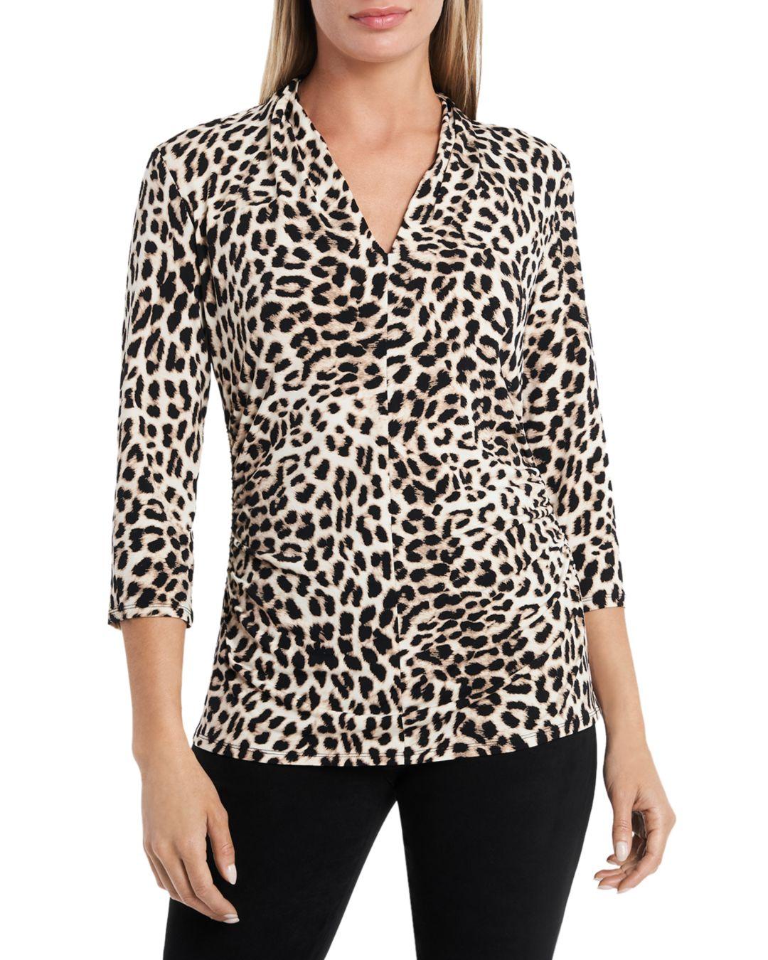 Vince Camuto Synthetic Leopard Print Top in Black - Lyst