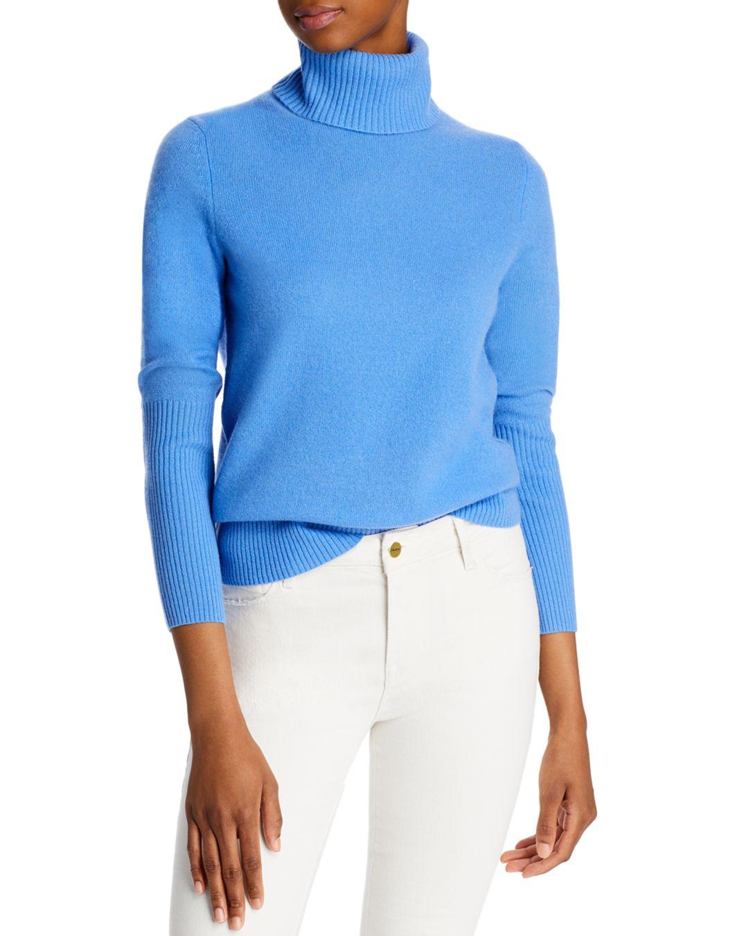 aqua cashmere turtleneck sweater