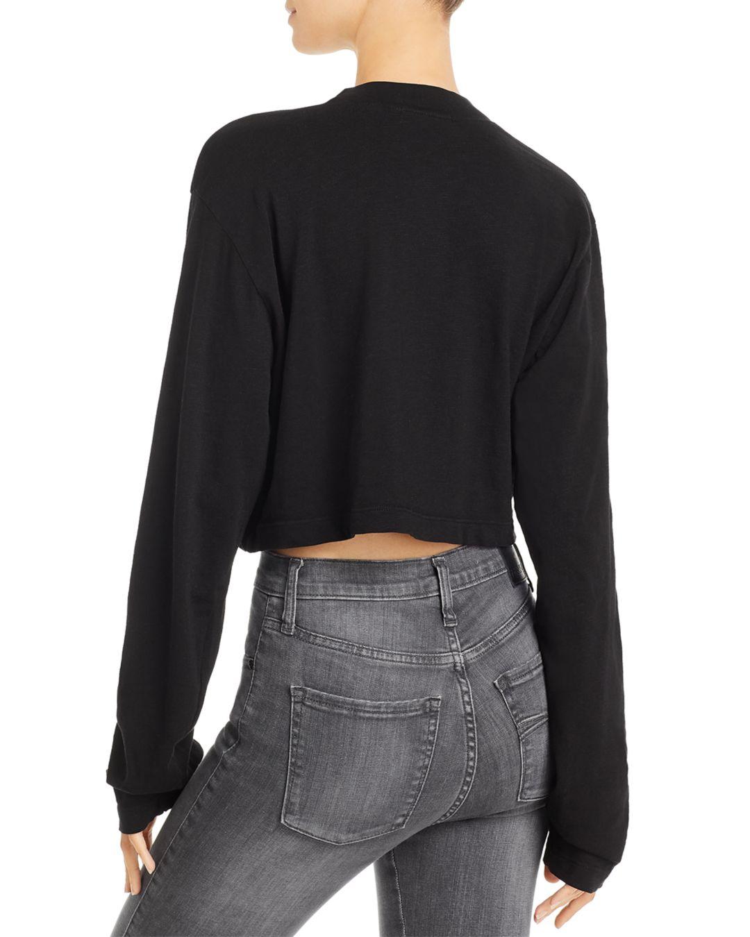 Cotton Citizen Cotton Tokyo Long - Sleeve Cropped Tee in Black - Lyst