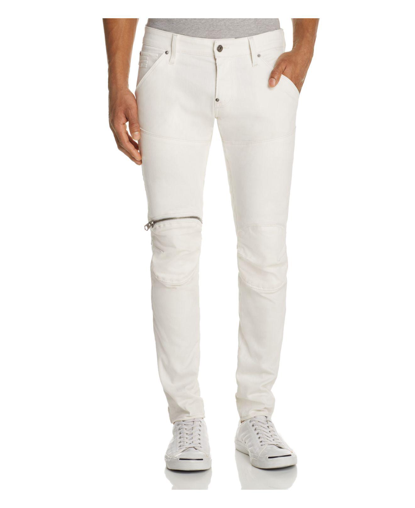 G-Star RAW Denim 5620 3d Zip Knee Super Slim Fit Jeans In Inza White ...