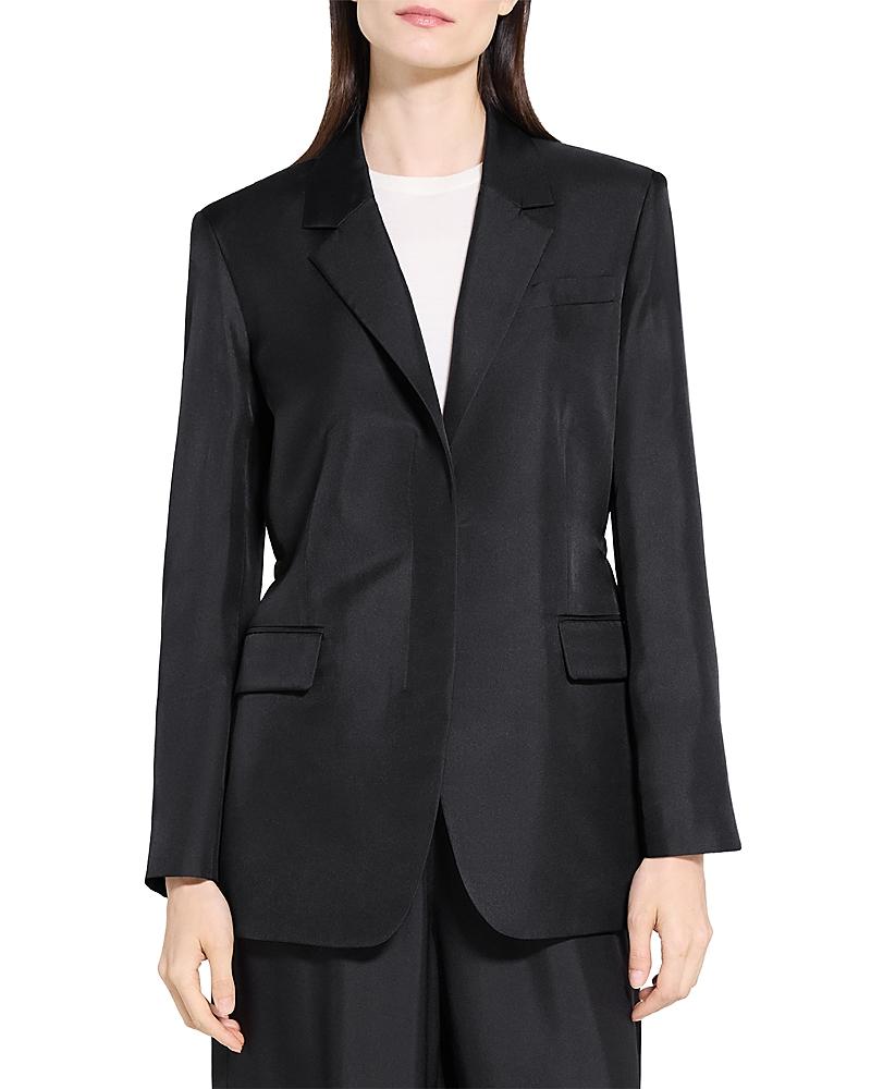 スーツ THEORY Women Suit Jackets J0709113001 Theory Women's Boxy Double Breasted Jacket, Nocturne Navy at