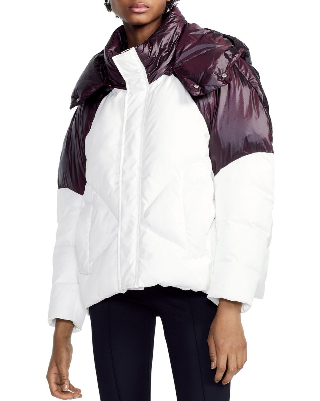 Maje Brax Two-tone Puffer Jacket in White | Lyst