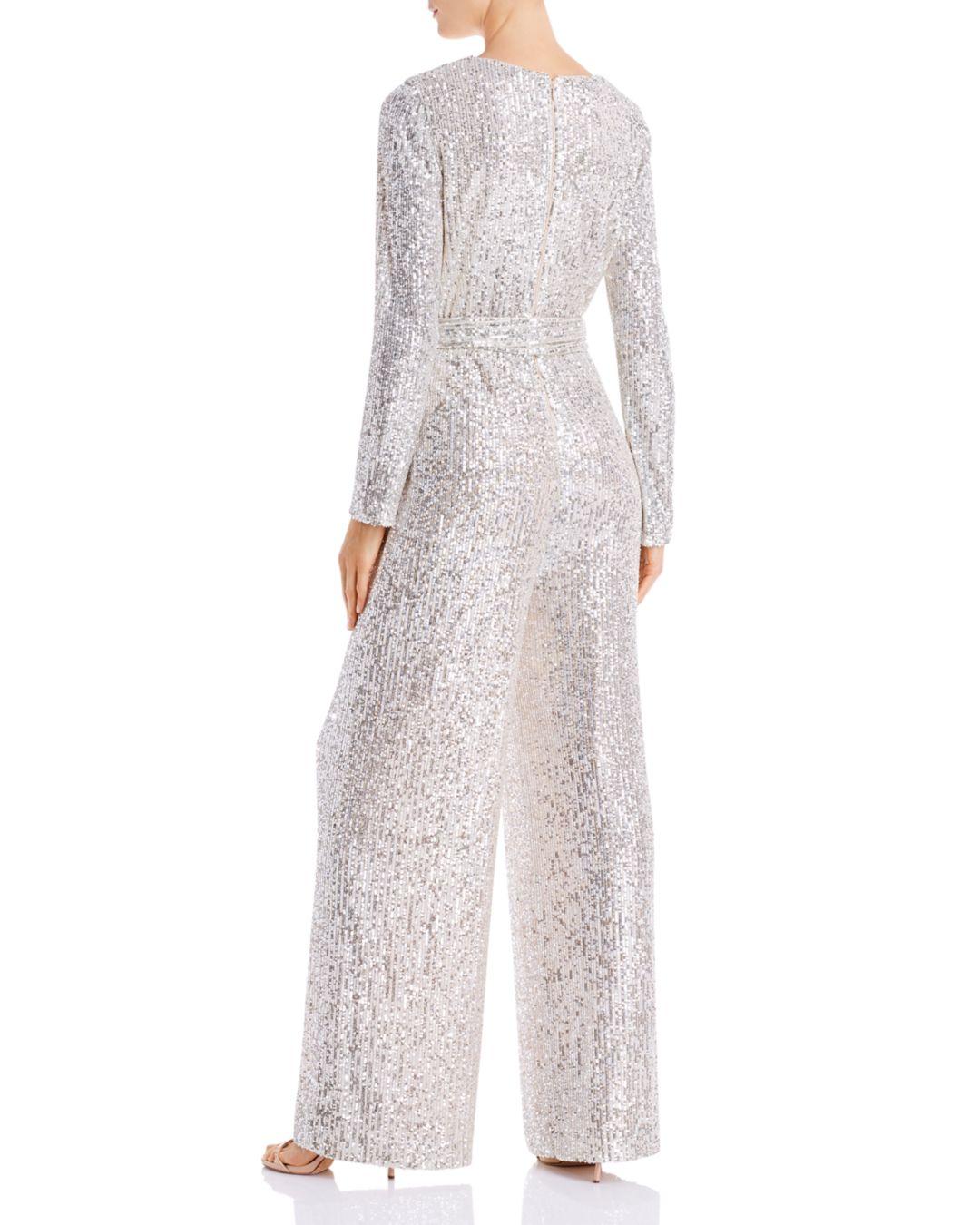 sequin wrap front long sleeve gown eliza j
