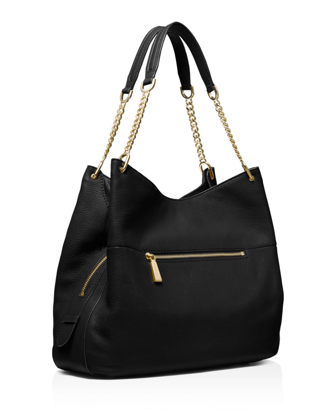 Michael Kors Synthetic Lillie Large Pebbled Leather Shoulder Bag in Black/Gold (Black) - Lyst