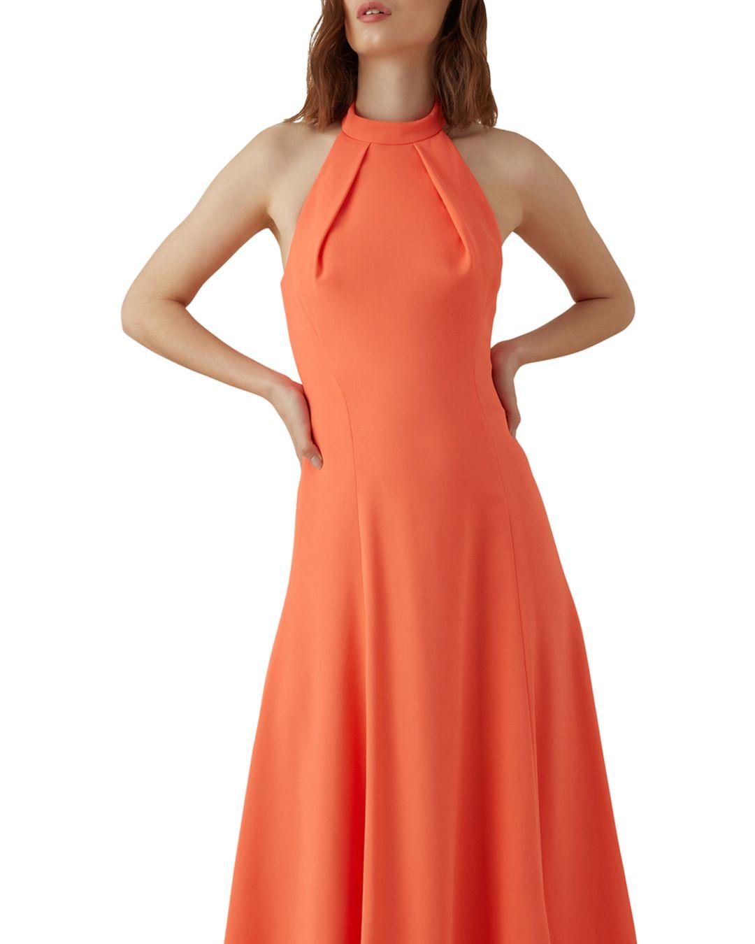 Millen Halter A - Line Midi Dress in Orange | Lyst