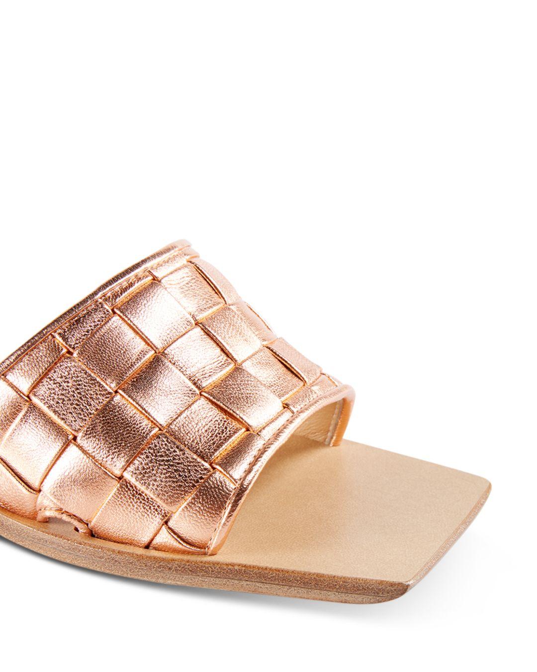 Bottega Veneta Leather Women's Woven Kitten - Heel Slide Sandals - Lyst