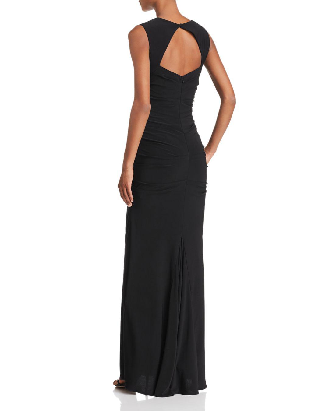Adrianna Papell Ruched Jersey Gown in Black - Lyst
