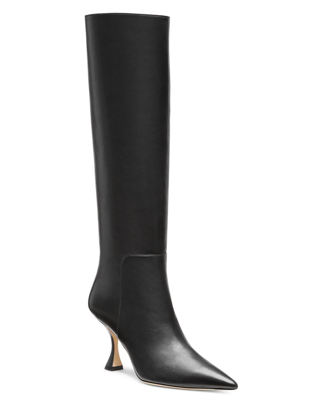 Stuart Weitzman Xcurve Pointed Toe Slouch Tall High Heel Boots in Black ...