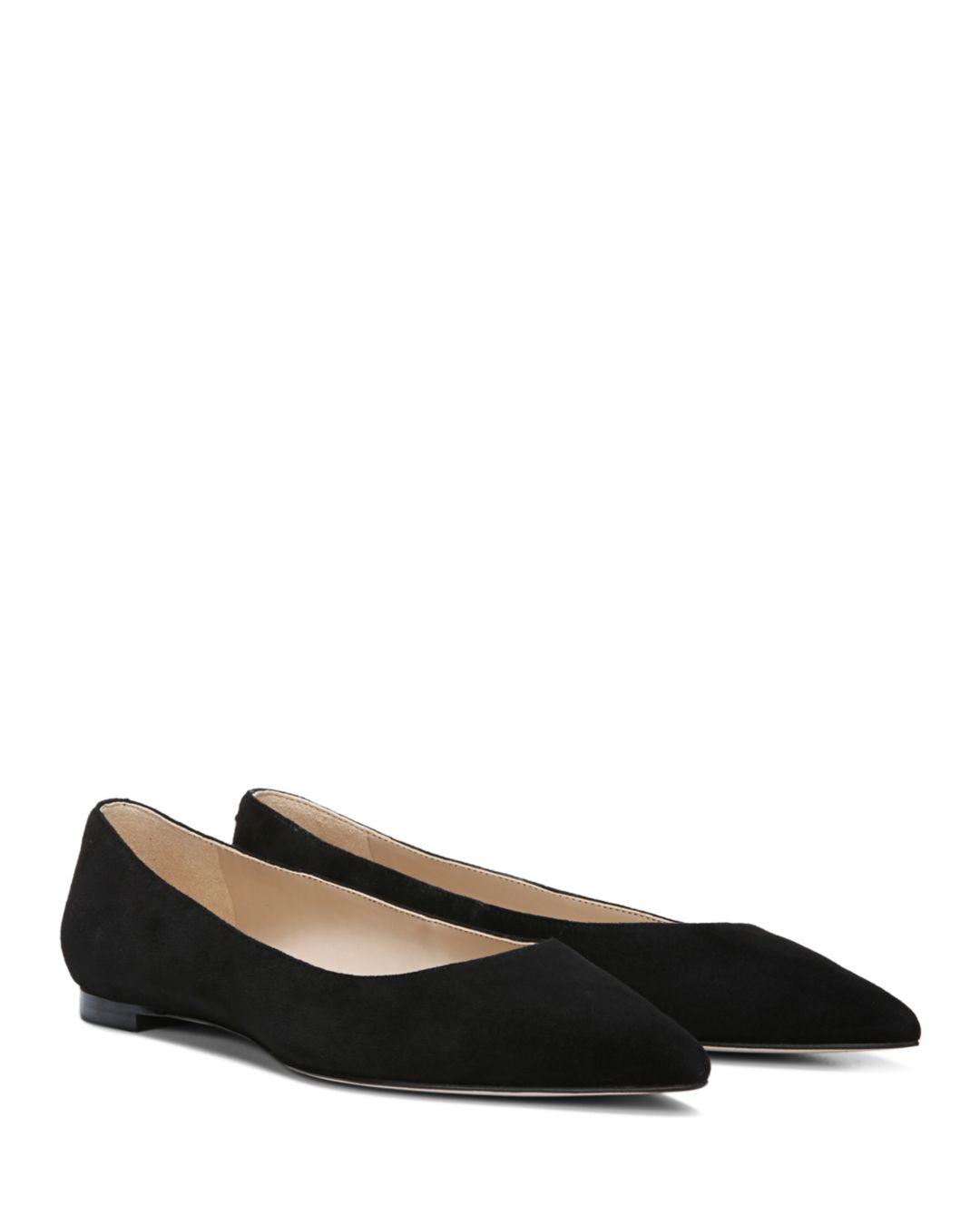 Sam Edelman Women's Sally Pointed Toe Suede Flats in Black Suede (Black