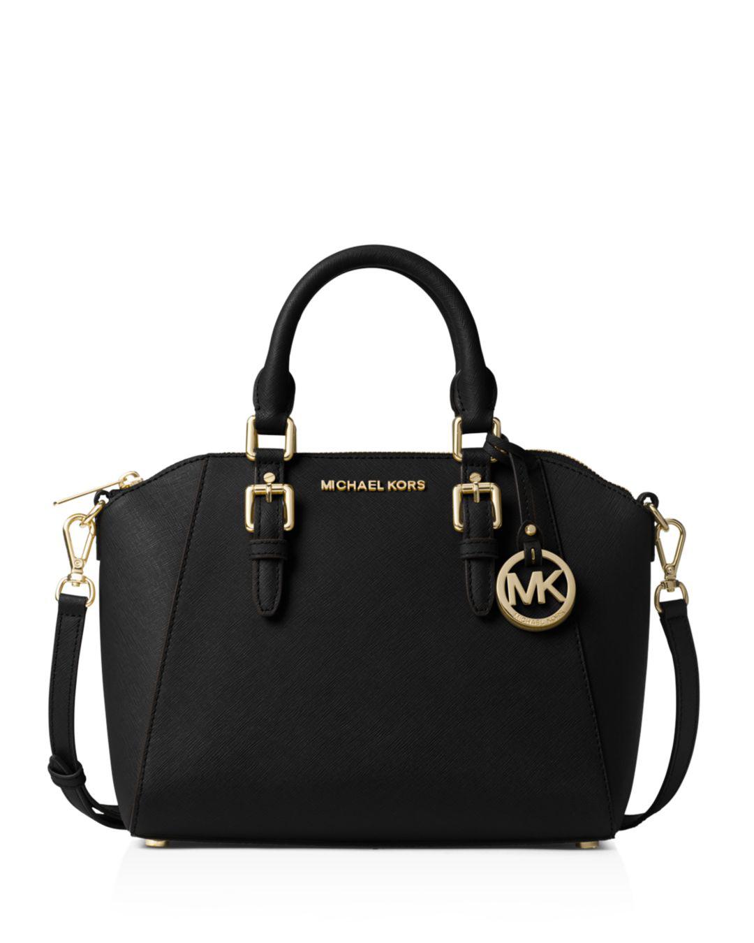 MICHAEL Michael Kors Ciara Medium Leather Messenger Bag in Black | Lyst