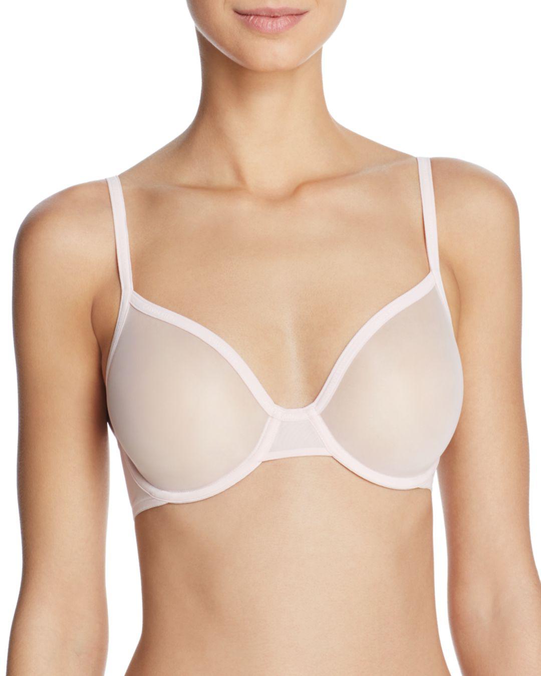 Lyst Calvin Klein Sheer Marquisette Unlined Underwire Bra in Natural