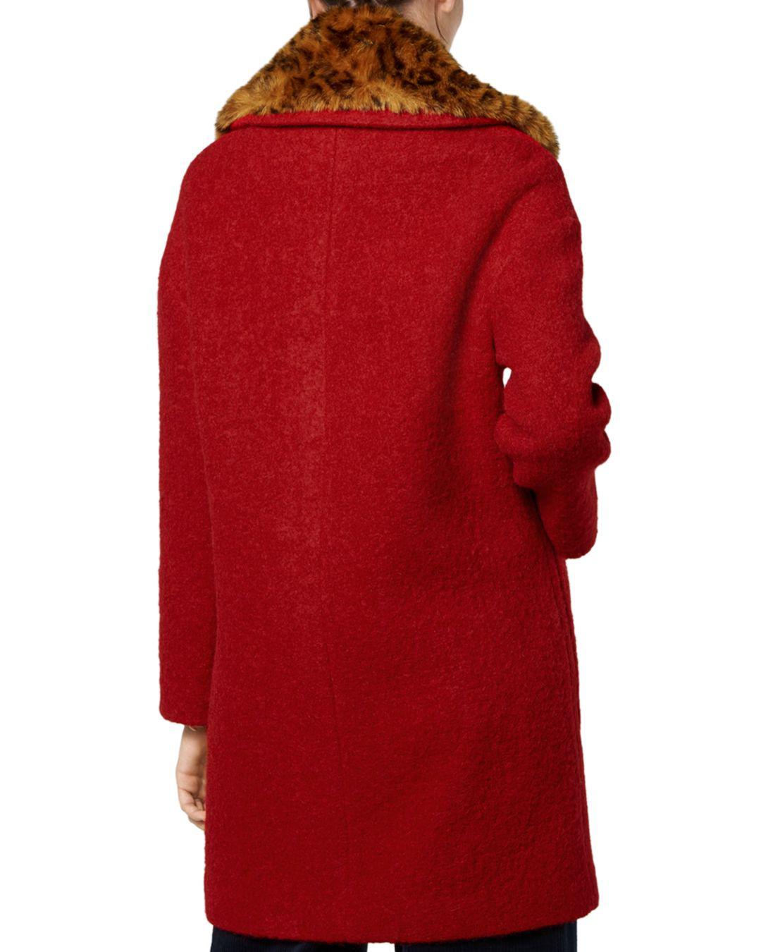red boucle coat