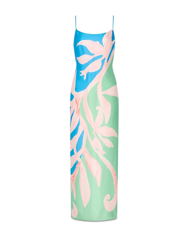 sachin and babi light blue dress MILLY Lily Floral Vine Satin Dress in Blue