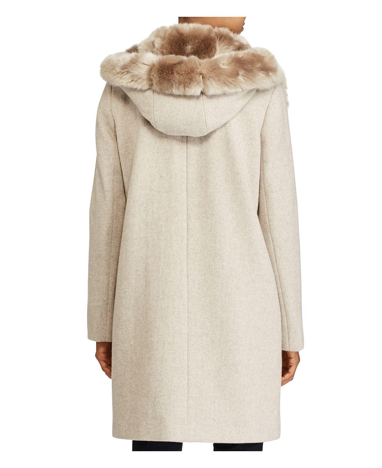 Ralph Lauren Ralph Faux Fur Lined Hood Coat in Platinum Heather ...