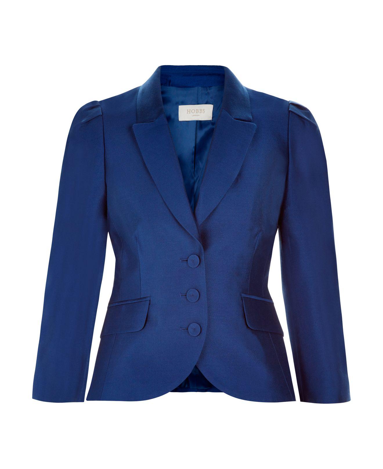 Hobbs Silk Isabella Tailored Jacket in Blue Lyst