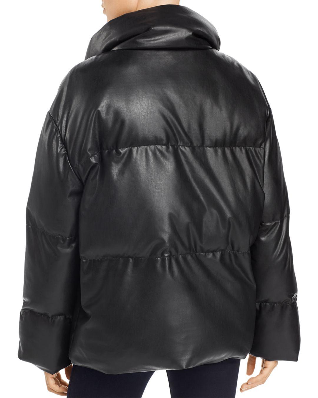 Bagatelle Oversize Faux Leather Puffer Jacket in Black - Lyst