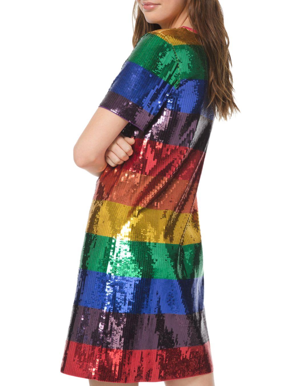 Rainbow Sequin Shirt Dress Clearance 