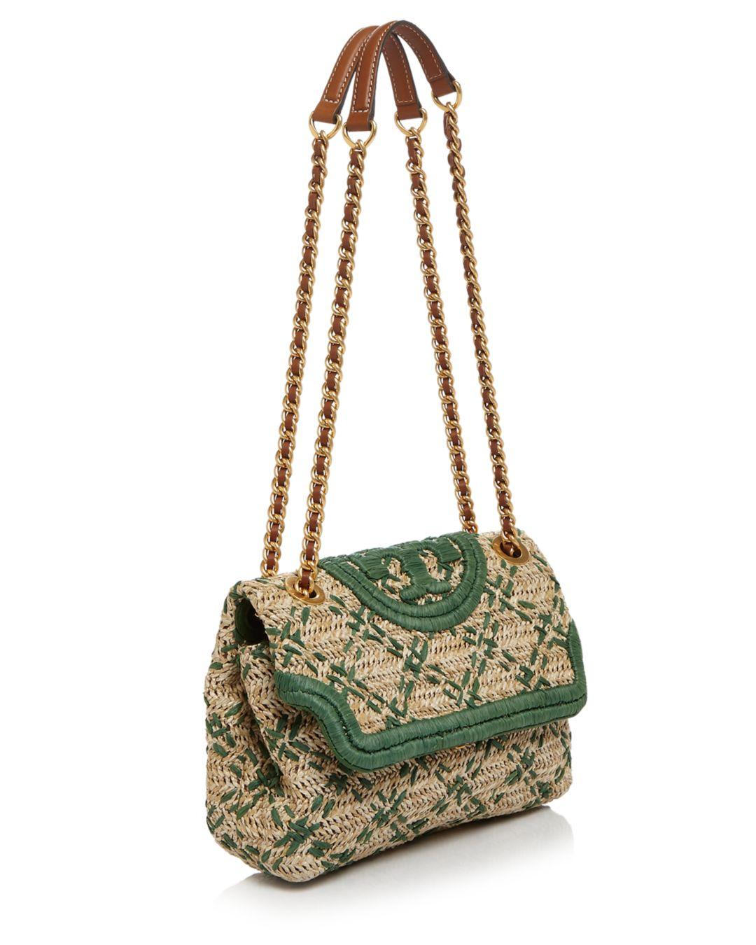 Tory Burch Fleming Soft Straw Small Convertible Shoulder Bag in