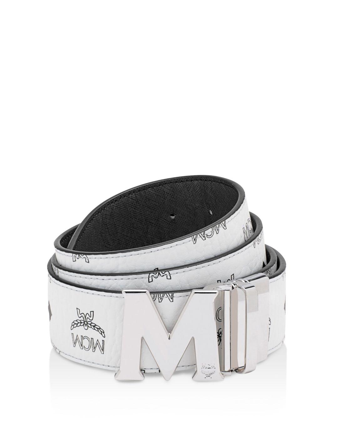 white mcm belt