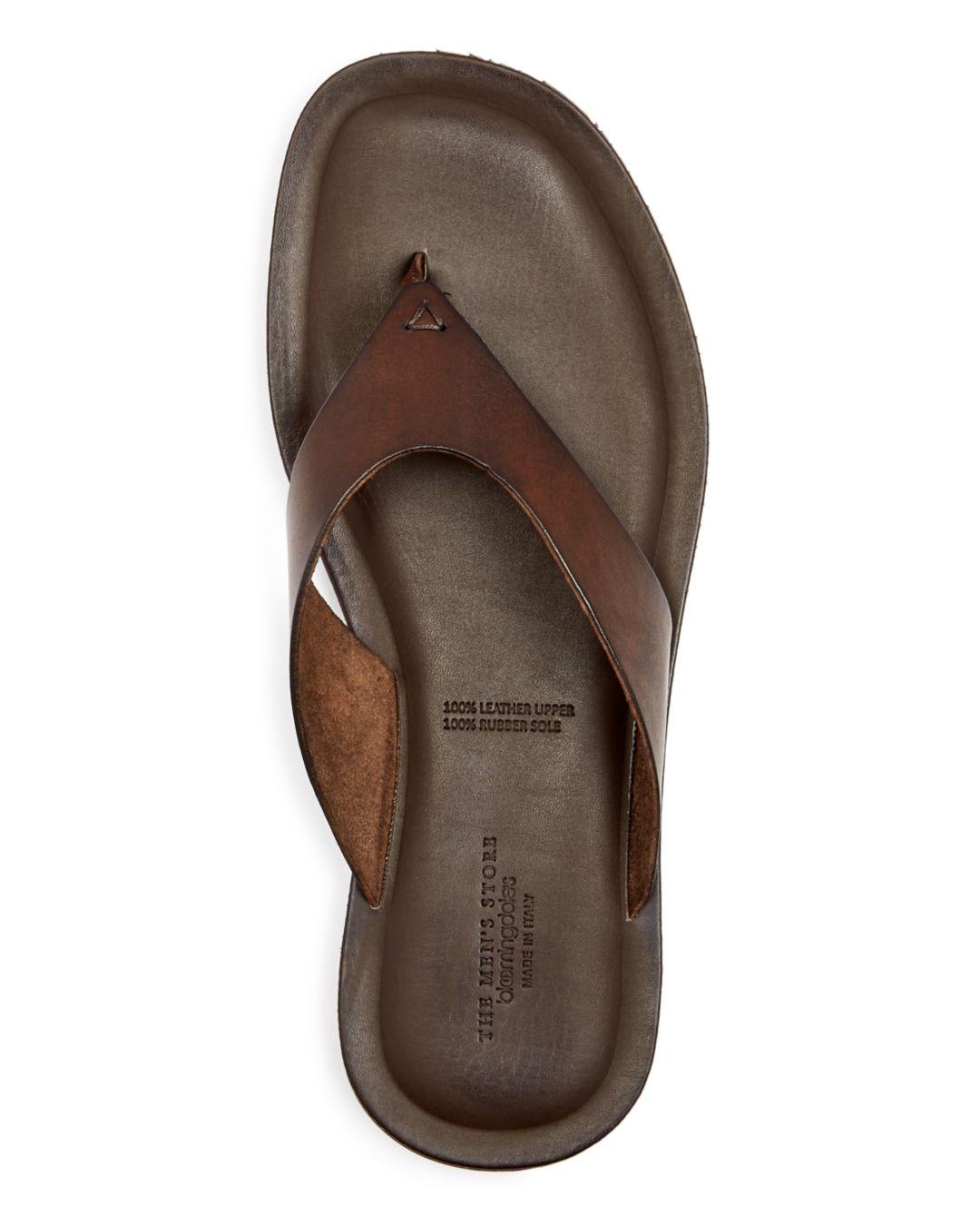 Bloomingdale's Men's Leather Thong Sandals in Brown for Men | Lyst