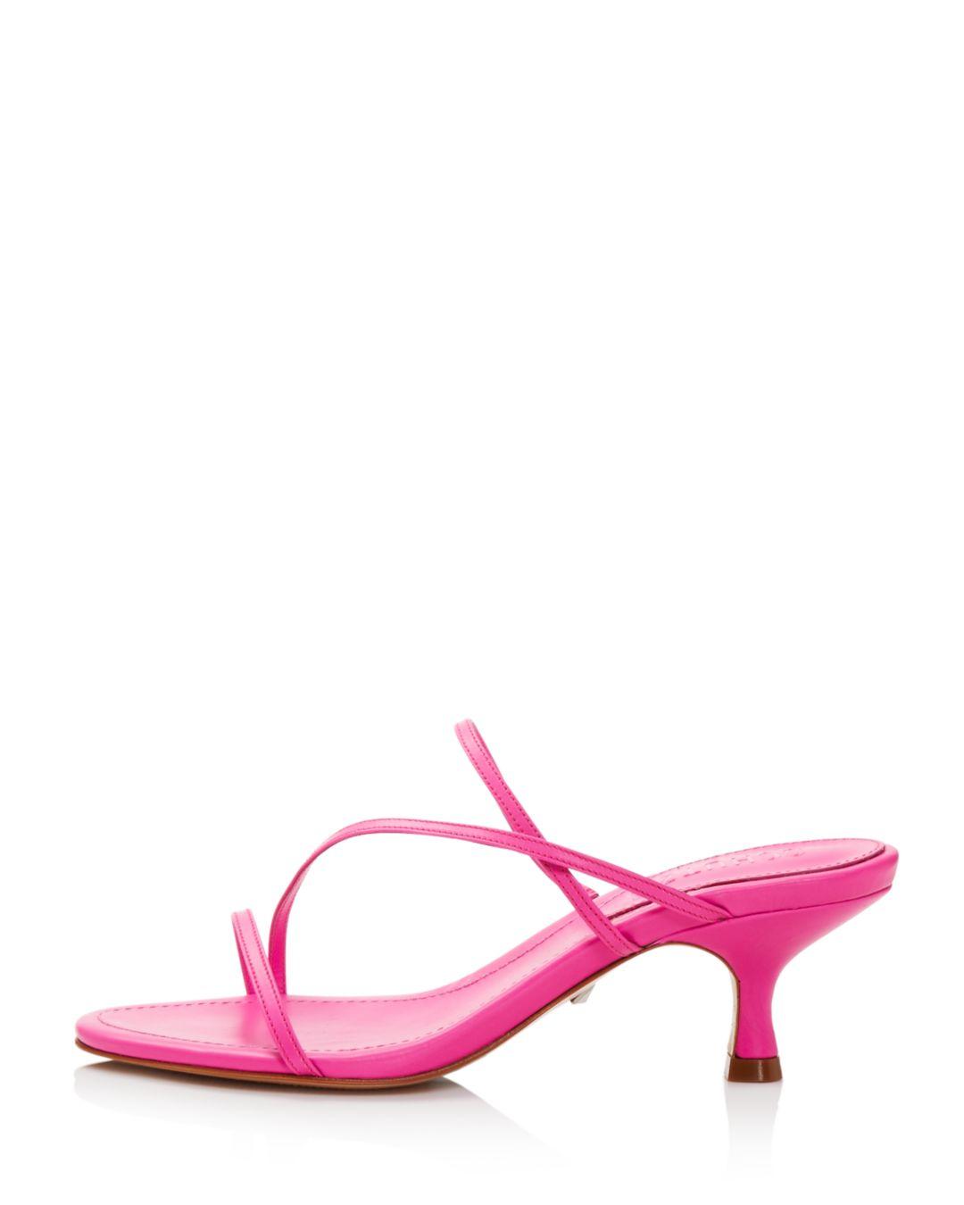 Schutz Women's Evenise Kitten Heel Sandals in Neon Pink (Pink) | Lyst