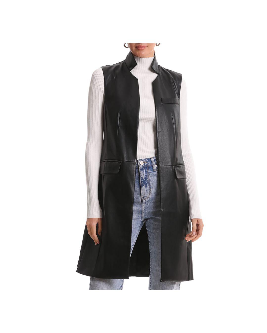 Bagatelle Open Front Faux Leather Vest in Black | Lyst