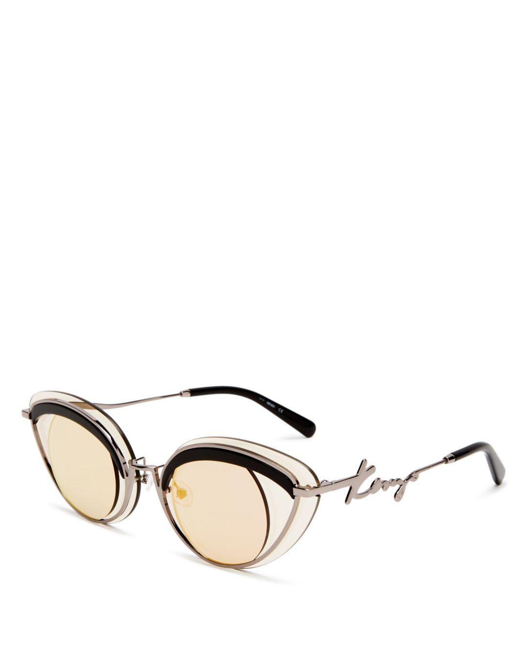 KENZO Women's Cat Eye Sunglasses in Shiny Dark Ruthenium/Brown (Brown) Lyst
