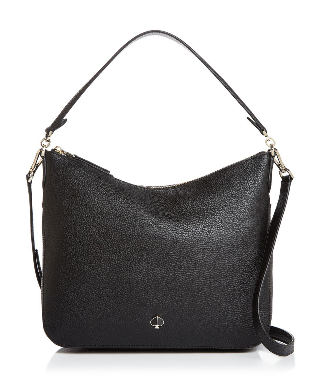 Kate Spade Medium Pebbled Leather Shoulder Bag in Black/Gold (Black ...