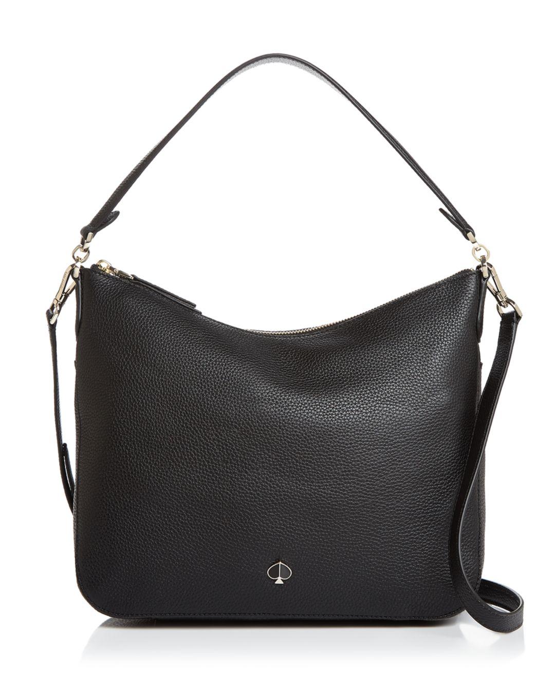 Kate Spade Medium Pebbled Leather Shoulder Bag in Black/Gold (Black