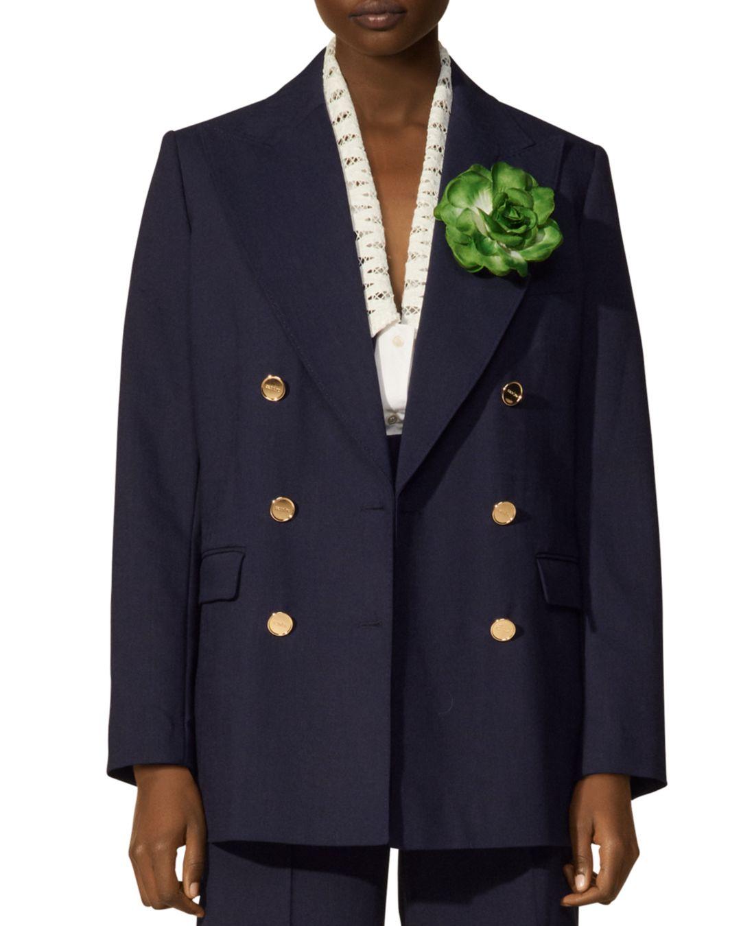 Sandro Stanislas Double Breasted Tailored Jacket in Blue | Lyst