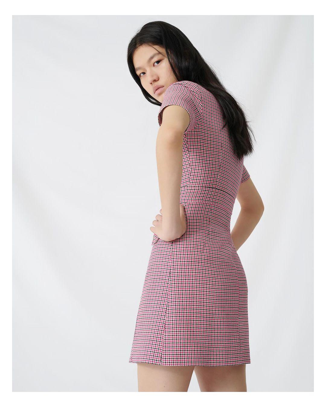 Maje Cotton Rida Dress in Fuchsia 
