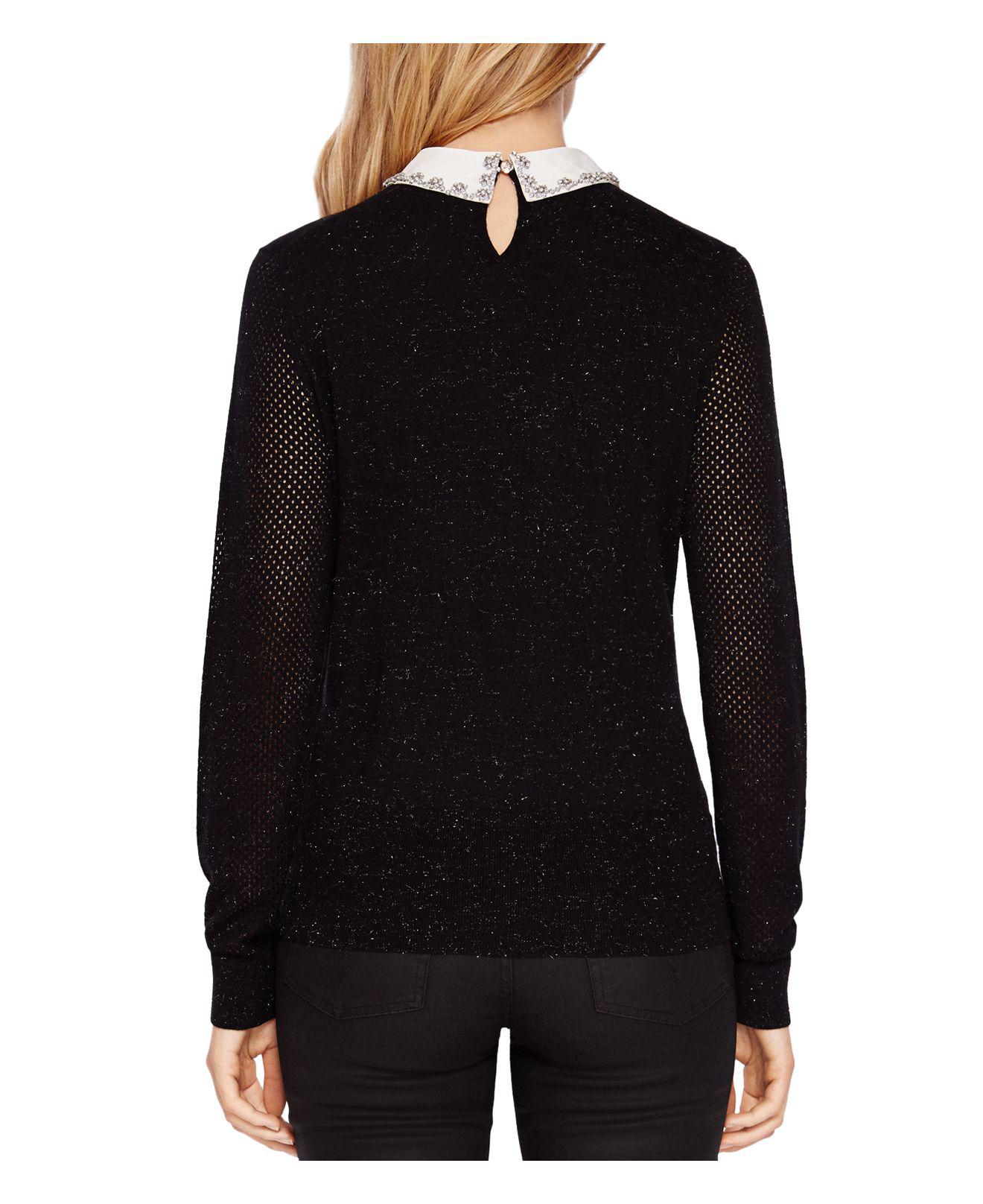 Ted Baker Helin Embellished Collar Sparkle Jumper in Black Lyst