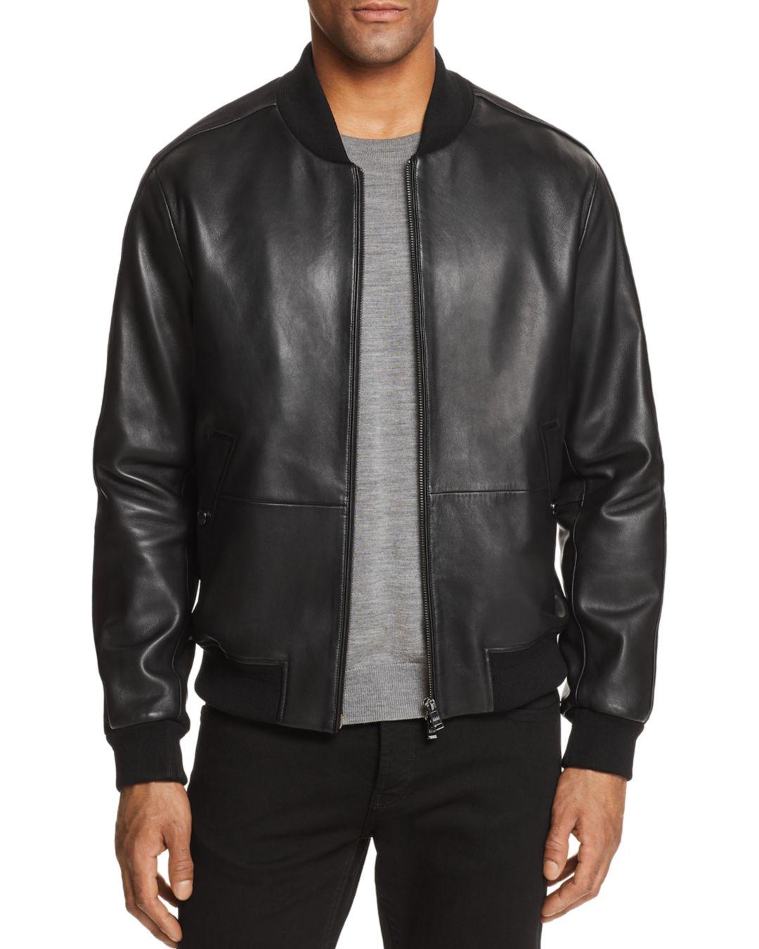 BOSS by HUGO BOSS Boss Mirton Leather & Suede Bomber Jacket in Black for  Men - Lyst