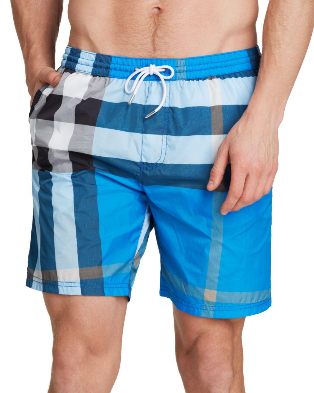 Burberry Synthetic Gowers Check Swim Trunks in Cerulean ...